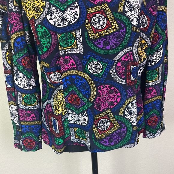Vintage Evan Picone geometric designed l/s blouse women’s 14 - Picture 3 of 15